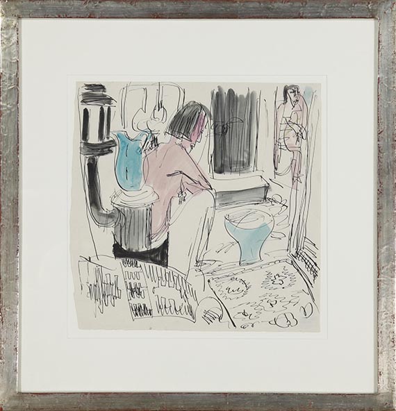 Ernst Ludwig Kirchner - Erna im Atelier mit Spiegelbild - Cornice