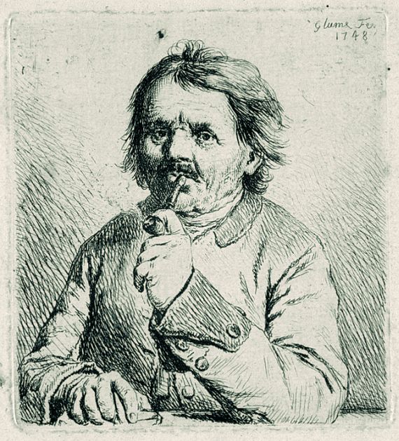Johann Gottlieb Glume - Brustbild eines Pfeife rauchenden Mannes
