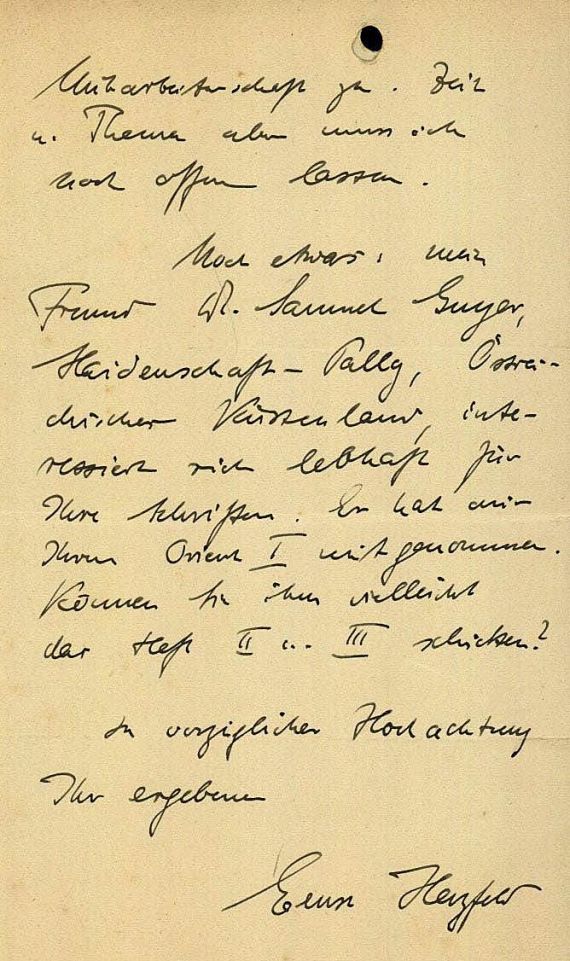 Ernst Herzfeld - 2 eigenhändige Briefe mit Unterschrift