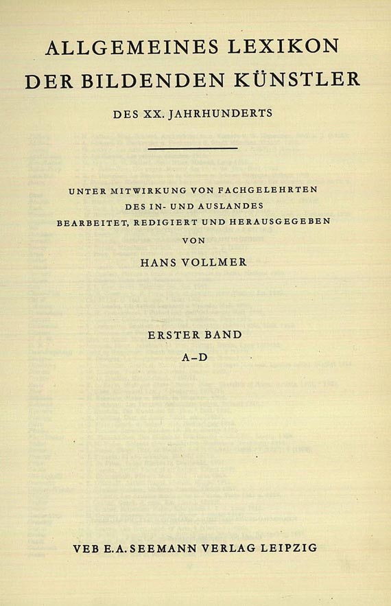 Thieme/Becker - Thieme/Becker, Allg. Künster-Lexikon. 43 Bde. 1915-62