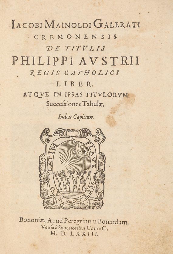  Mainoldus Galeratus - De titulis Philippi Austrii. 1573 - Altre immagini