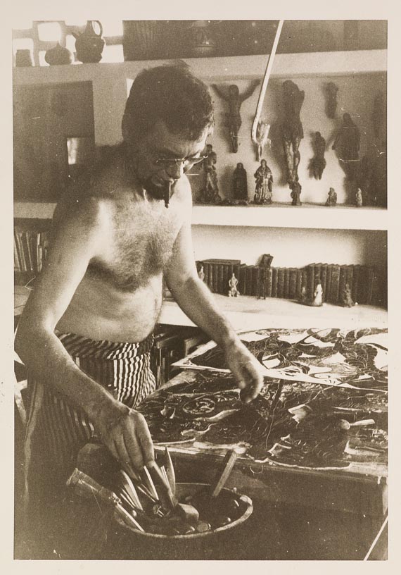 Karl Heinz Hansen-Bahia - Sammlung von Autographen, masch. Briefen u. Karten sowie Holzschnitten. Zus. ca. 200 Tle. 1962-1977. - Altre immagini