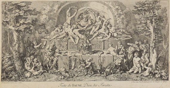Claude Gillot - 4 Blätter: Les Quatre Festes - Feste de Diane, Feste de Bacchus, Feste de Faune, Feste du Dieu Pan