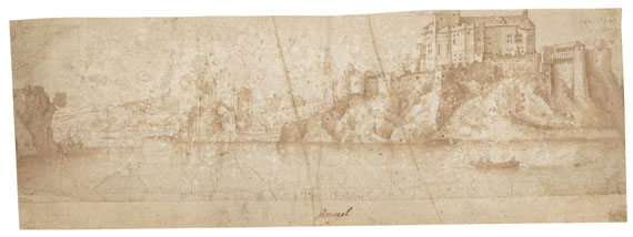 Jan Brueghel (Bruegel) d. Ä. - Zugeschrieben - Flusslandschaft mit Burganlage und Kirche