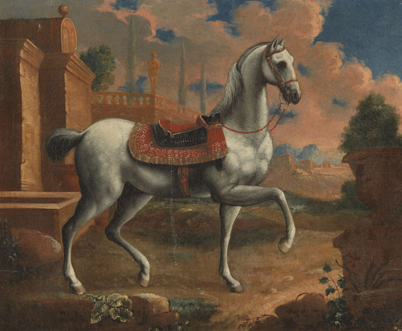 Johann Georg von Hamilton - Werkstatt - 4 Gemälde: Pferdeportraits vor Palastgartenarchitektur - Altre immagini