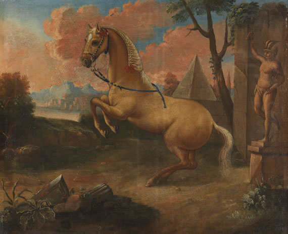 Johann Georg von Hamilton - Werkstatt - 4 Gemälde: Pferdeportraits vor Palastgartenarchitektur - Altre immagini