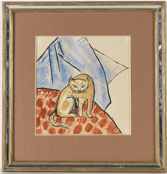 Gabriele Münter - Katze auf einer Decke - Cornice