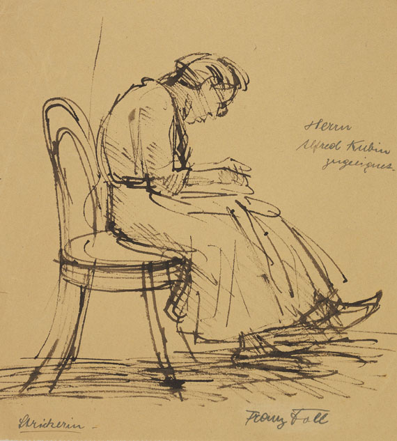 Alfred Kubin - 3 Mappen: ca. 500 Zeichnungen und Druckgrafiken div. Künstler. Tlw. gewidmet an Kubin. Ca. 1910-60. - Altre immagini