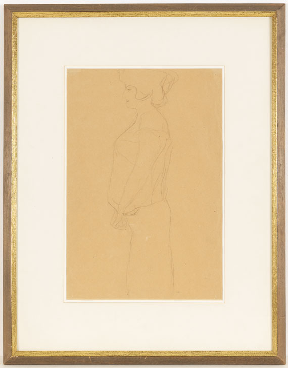 Gustav Klimt - Schwangere im Profil nach links, Studie zu "Hoffnung I" - Cornice