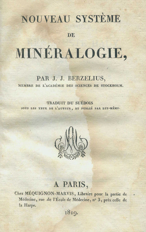 Jöhns Jacob Berzelius - Nouveau système de minéralogie. 1819.