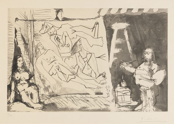 Picasso - Peintre et sa toile avec un modèle assis