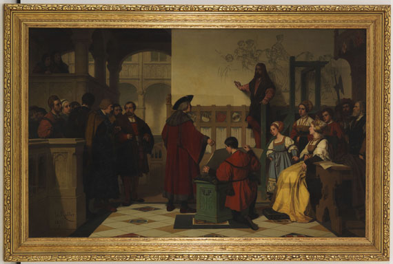 Wilhelm (Guillaume) Koller - Albrecht Dürer wird von Kaiser Maximilian bei der Arbeit besucht - Cornice