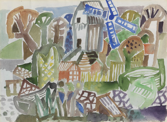 Eduard Bargheer - Landschaft mit Windmühle