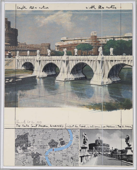  Christo - The Ponte Sant Angelo, wrapped/ Project for Rome - Cornice