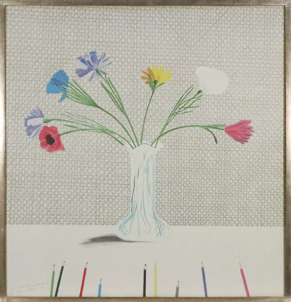 Hockney - Coloured flowers made of paper and ink