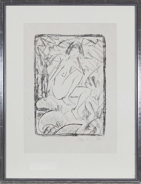 Otto Mueller - Sitzende, von Blattwerk umgeben (helle Fassung) - Cornice