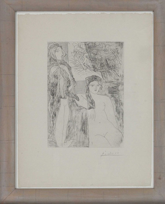 Pablo Picasso - Femme au voile, modèle assis et tête de Rembrand - Cornice