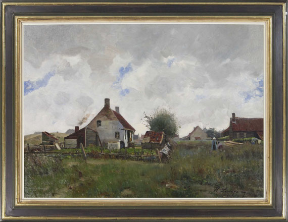 Helmuth Liesegang - Landschaft mit Bauernhäusern - Cornice
