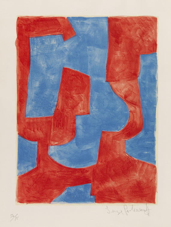 Serge Poliakoff - Composition bleue et rouge