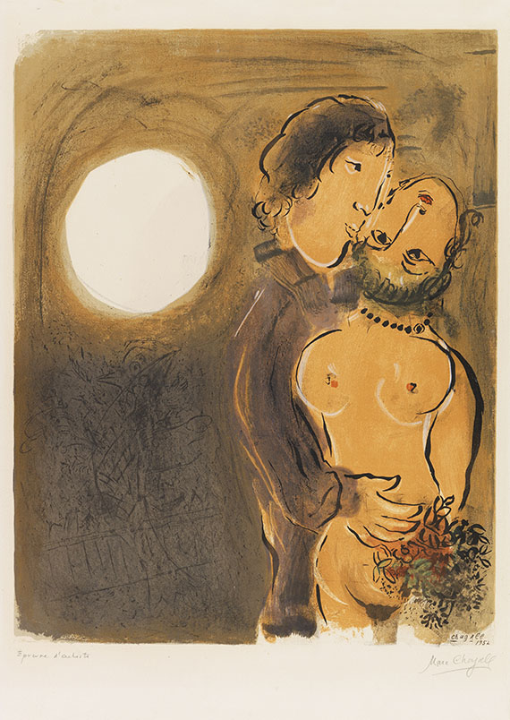 Marc Chagall - Pärchen in Ocker