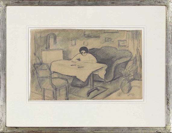 August Macke - Elisabeth am Tisch im Wohnzimmer - Cornice