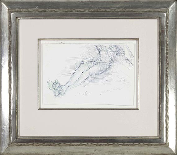 Salvador Dalí - Nu féminin allongé, au verso nu féminin debout avec manuscrit "CAPITAINE / BONJOUR ! / S.D" - Cornice
