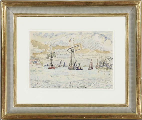 Paul Signac - Hafenansicht mit Segelbooten ("Lorient") - Cornice