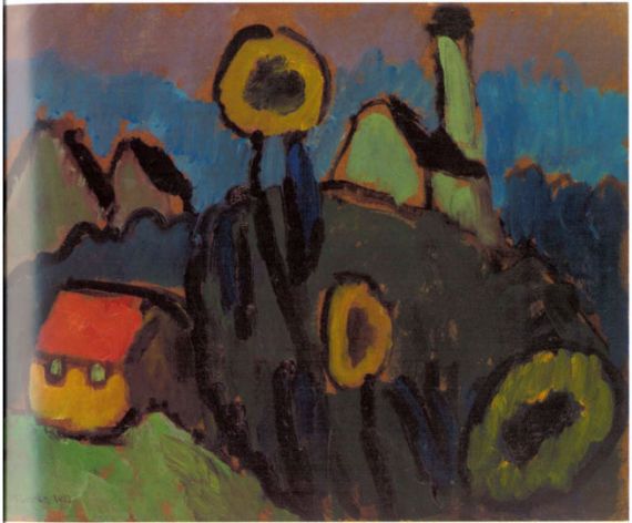 Gabriele Münter - LANDSCHAFT MIT SONNENBLUMEN 1910