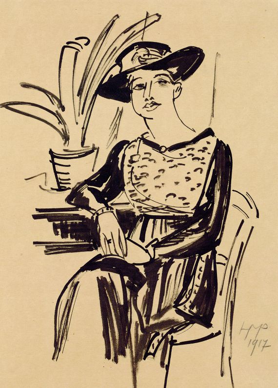 Hermann Max Pechstein - Sitzende Dame mit Hut