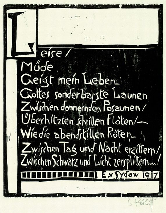Karl Schmidt-Rottluff - Gedicht von E. v. Sydow: Leise/Müde/Geigt mein Leben..