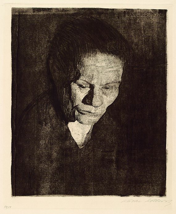 Käthe Kollwitz - Gesenkter Frauenkopf