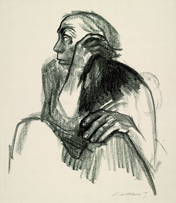 Käthe Kollwitz - Sitzende Frau mit aufgestützer Hand