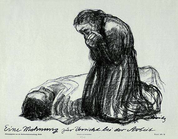 Käthe Kollwitz - Eine Mahnung zur Vorsicht bei der Arbeit (Plakat)