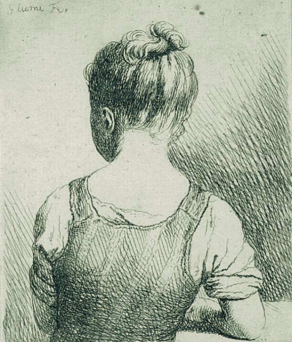 Johann Gottlieb Glume - 2 Bll.: Sitzendes Mädchen in Vorder- und Rückenansicht