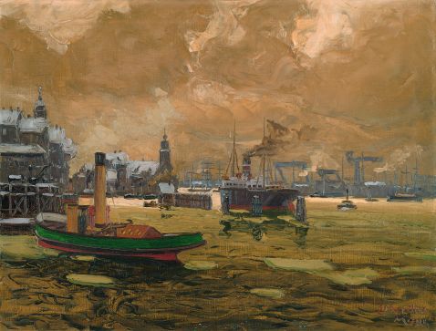 Erich Mercker - Hamburger Hafen im Winter