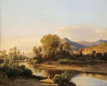  Französischer Künstler - Italienische Flusslandschaft