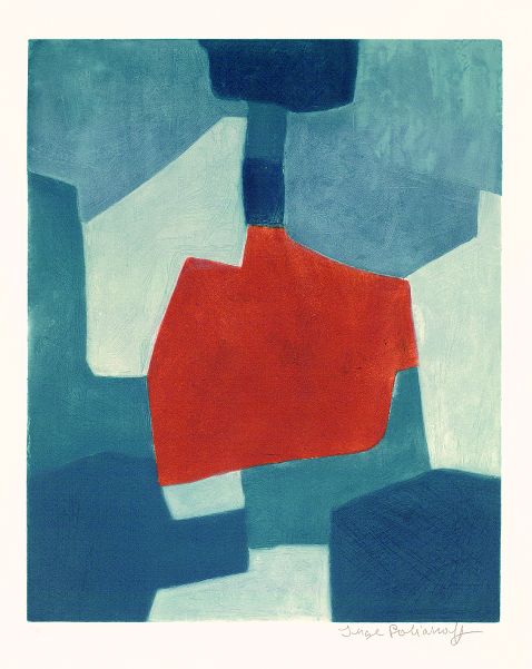 Serge Poliakoff - Composition bleue et rouge