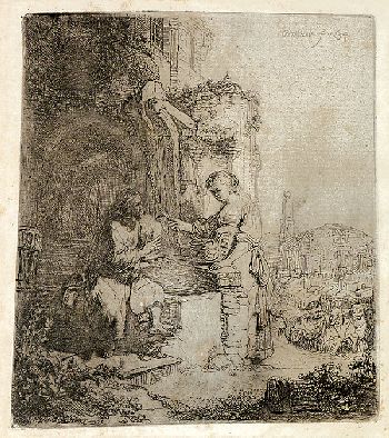 Harmensz. van Rijn Rembrandt - Christus mit Frau am Brunnen