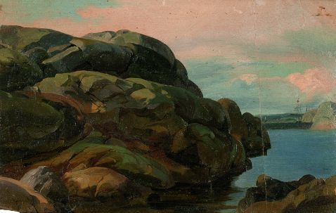 Carl Hummel - Felsen am Meer