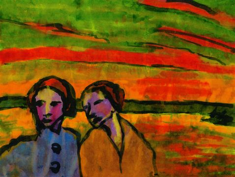 Emil Nolde - Zwei Frauen vor Landschaft