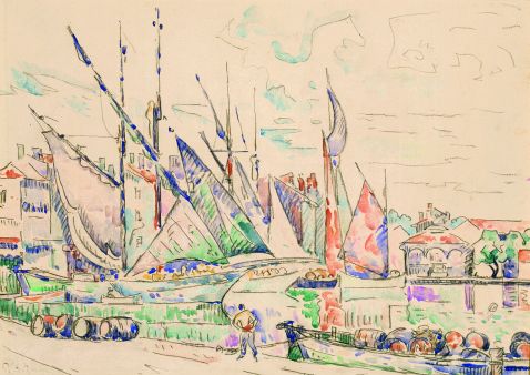 Paul Signac - Saint-Tropez. Bateaux à quai