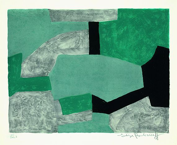 Serge Poliakoff - Composition grise, verte et bleue