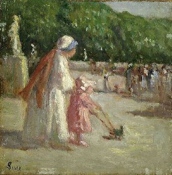 Maximilien Luce - Femme et enfant au jardin de Luxembourg