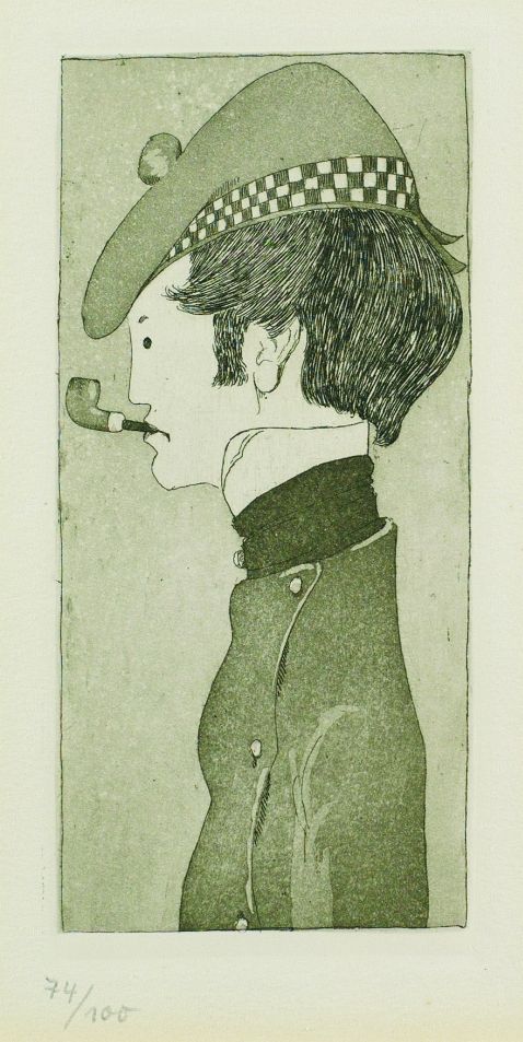Heinrich Vogeler - Selbstbildnis/Karikatur. 1909