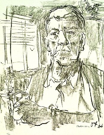 Oskar Kokoschka - Selbstbildnis mit Statuette