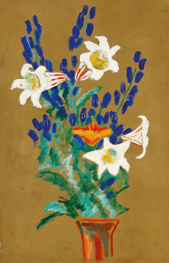 Gabriele Münter - Lilien und Rittersporn in roter Vase