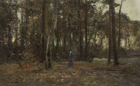 Rudolf Höckner - Spaziergängerin im herbstlichen Wald