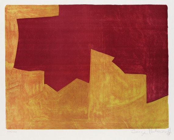 Serge Poliakoff - Composition lie-de-vin et orange