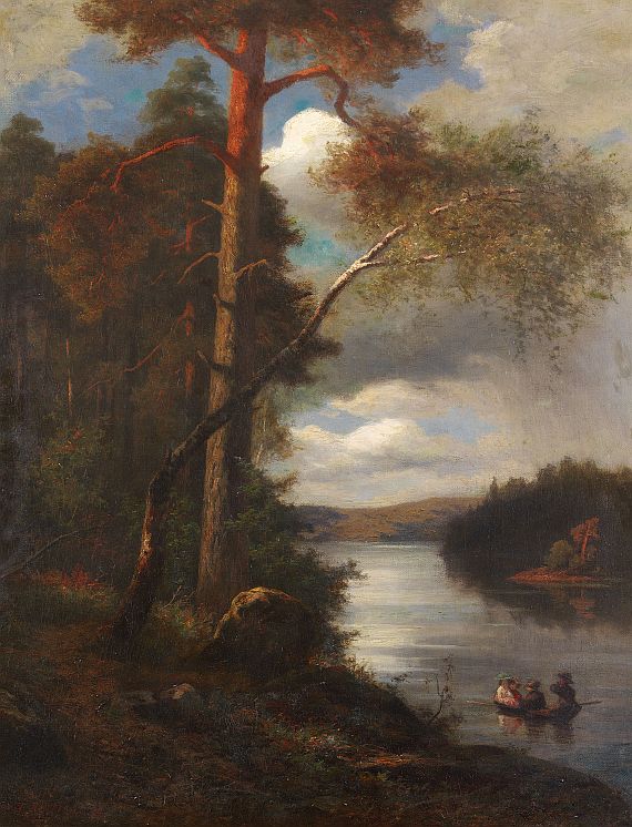 Fredrik Ahlstedt - Flusslandschaft mit Ruderboot