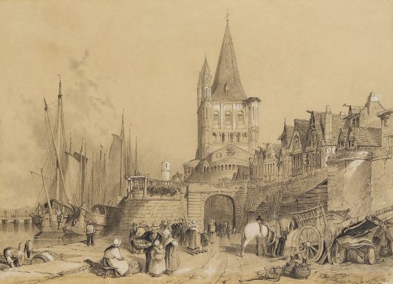 Edwin Moore - Ansicht von Groß-St. Martin mit Hafen.